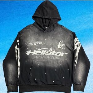 Hellstar black hoodie with white accents